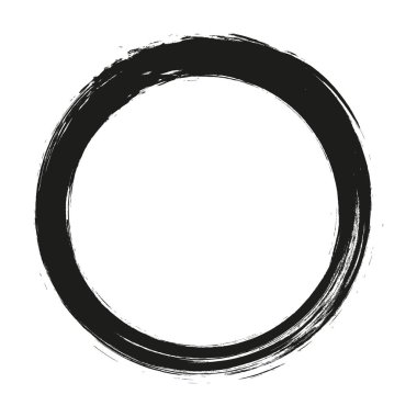 Beyaz arka plan üzerinde boya fırça darbeleri daireler vektör. Mürekkep el boya fırça daire çizilmiş. Logo, etiket tasarım öğesi vektör çizim. Siyah soyut daire.