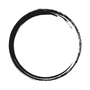 Beyaz arka plan üzerinde boya fırça darbeleri daireler vektör. Mürekkep el boya fırça daire çizilmiş. Logo, etiket tasarım öğesi vektör çizim. Siyah soyut daire.