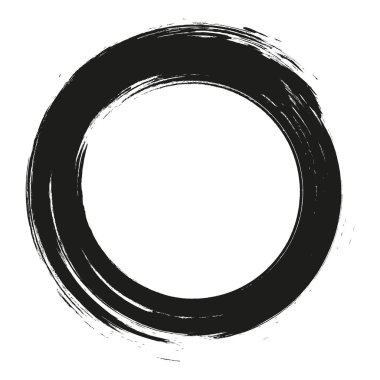 Beyaz arka plan üzerinde boya fırça darbeleri daireler vektör. Mürekkep el boya fırça daire çizilmiş. Logo, etiket tasarım öğesi vektör çizim. Siyah soyut daire.