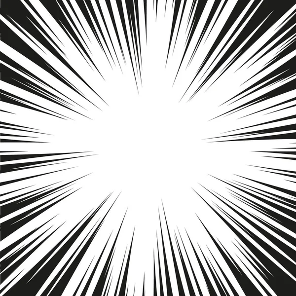 Багато Чорних Коміксів Радіальної Швидкості Лінії Білій Основі Ефект Силового — стоковий вектор