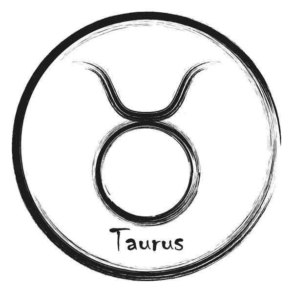 Zodiac Sign Taurus Brush Hand Drawn Circle Taurus Zodiac Sign — Stock Vector