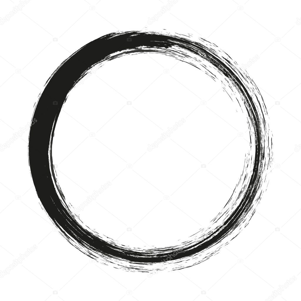 vector brush strokes circles of paint on white background. Ink hand drawn paint brush circle. Logo, label design element vector illustration. Black abstract circle.