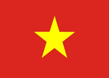 Vietnam bayrağı. Fırça Vietnam bayrağı boyalı. Elle çizilmiş tarzı resimde bir grunge etkisi ve suluboya ile. Vietnam bayrağı doku ile. Vektör