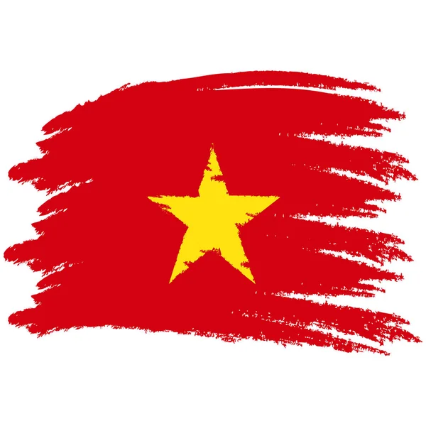 Bandera Vietnam Pincel Pintado Bandera Vietnam Ilustración Estilo Dibujado Mano — Vector de stock
