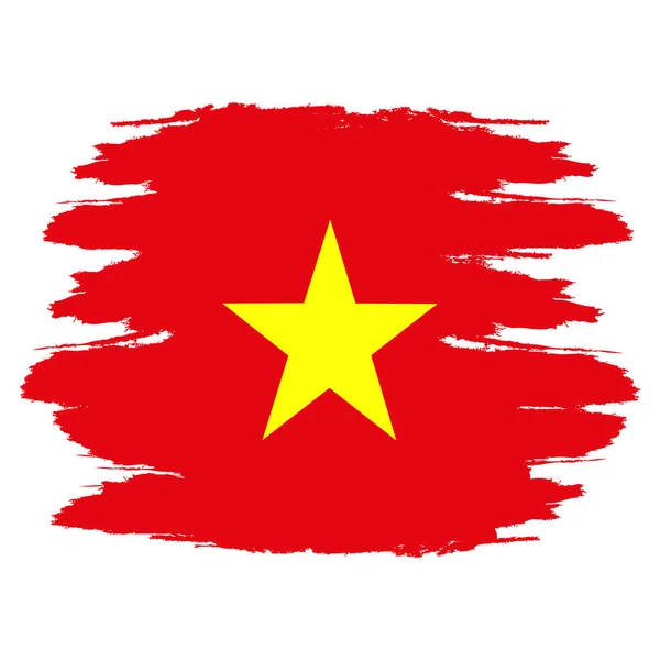 Bandera Vietnam Pincel Pintado Bandera Vietnam Ilustración Estilo Dibujado Mano — Vector de stock