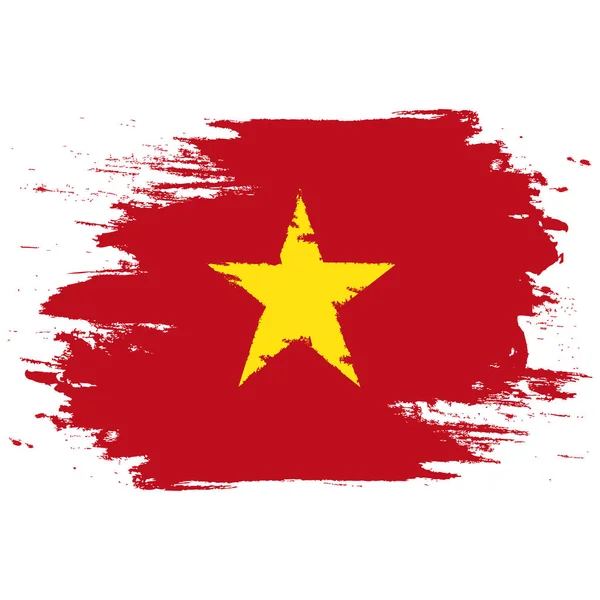 Bandera Vietnam Pincel Pintado Bandera Vietnam Ilustración Estilo Dibujado Mano — Vector de stock