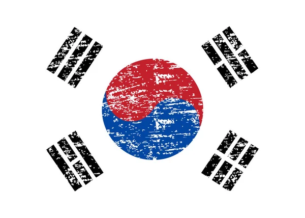 Bandeira Coreia Sul Pincel Pintado Bandeira Coreia Sul Ilustração Estilo —  Vetores de Stock