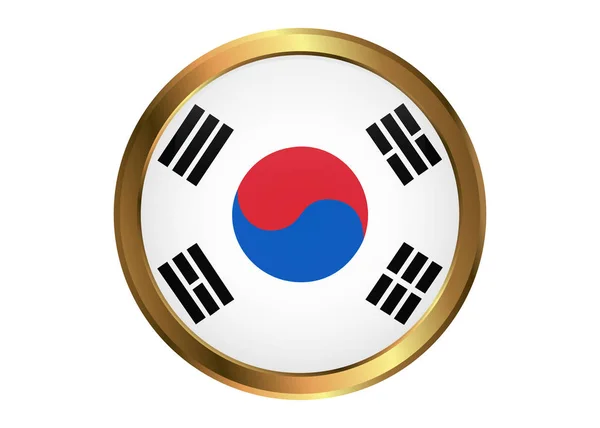 韩国的国旗南 画笔画韩国的旗子 手绘风格插图与格格效果和水彩画 韩国南部的国旗与粗糙的纹理 — 图库矢量图片