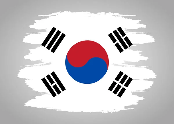 Flag Korea South Brush Painted Flag Korea South Hand Drawn — Stock Vector