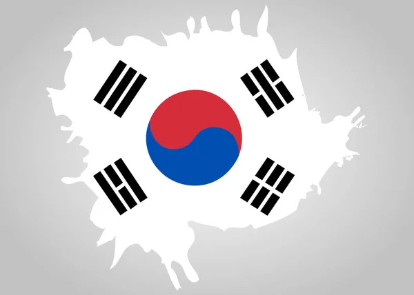 Bandeira Coreia Sul Pincel Pintado Bandeira Coreia Sul Ilustração Estilo —  Vetores de Stock