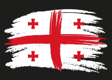Georgia Flag. Fırça Georgia Flag boyalı. Elle çizilmiş tarzı resimde bir grunge etkisi ve suluboya ile. Georgia bayrak doku ile. Vektör