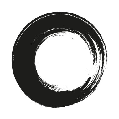 Beyaz arka plan üzerinde boya fırça darbeleri daireler vektör. Mürekkep el boya fırça daire çizilmiş. Logo, etiket tasarım öğesi vektör çizim. Siyah soyut daire.