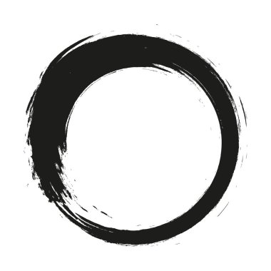 Beyaz arka plan üzerinde boya fırça darbeleri daireler vektör. Mürekkep el boya fırça daire çizilmiş. Logo, etiket tasarım öğesi vektör çizim. Siyah soyut daire.