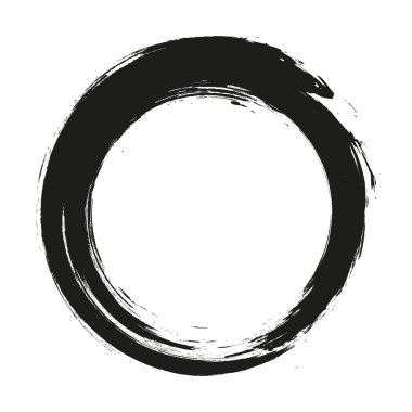 Beyaz arka plan üzerinde boya fırça darbeleri daireler vektör. Mürekkep el boya fırça daire çizilmiş. Logo, etiket tasarım öğesi vektör çizim. Siyah soyut daire.