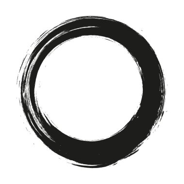 Beyaz arka plan üzerinde boya fırça darbeleri daireler vektör. Mürekkep el boya fırça daire çizilmiş. Logo, etiket tasarım öğesi vektör çizim. Siyah soyut daire.