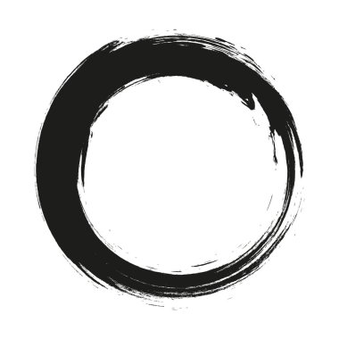 Beyaz arka plan üzerinde boya fırça darbeleri daireler vektör. Mürekkep el boya fırça daire çizilmiş. Logo, etiket tasarım öğesi vektör çizim. Siyah soyut daire.