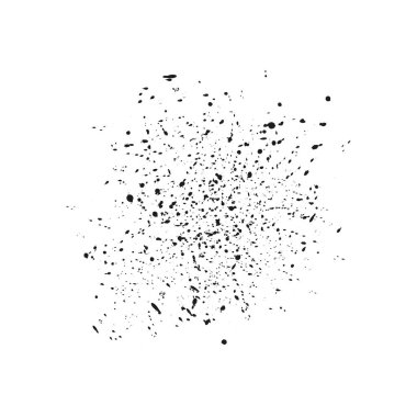 Siyah mürekkep sıçrama arkaplanı, beyaz üzerine izole.