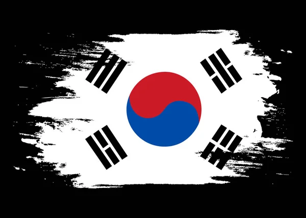 Bandera Corea Sur Pincel Pintado Bandera Corea Del Sur Ilustración — Vector de stock