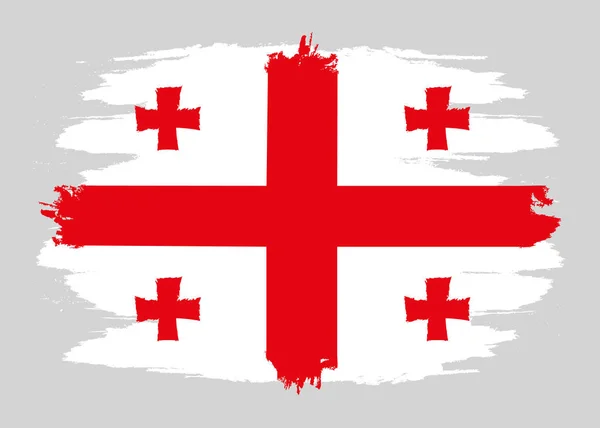 Georgië Flag Penseel Geschilderd Georgia Flag Hand Getrokken Stijl Illustratie — Stockvector