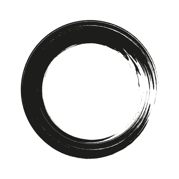 白い背景のペイントのブラシ ストローク円をベクトルします インクの手には ペイント ブラシの円が描画されます デザイン要素ベクトル イラスト 黒い抽象円 — ストックベクタ