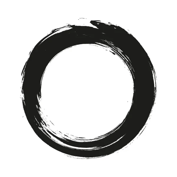 矢量笔触在白色背景上的油漆圆圈 墨迹手绘画笔圆圈 标签设计元素矢量插图 黑色抽象圈子 — 图库矢量图片