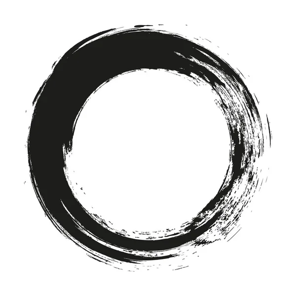 Beyaz arka plan üzerinde boya fırça darbeleri daireler vektör. Mürekkep el boya fırça daire çizilmiş. Logo, etiket tasarım öğesi vektör çizim. Siyah soyut daire.