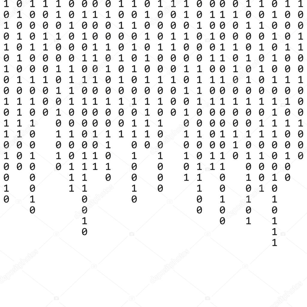 binary code zero one matrix white background. banner, pattern, wallpaper. Vector
