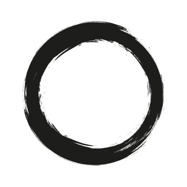 Beyaz arka plan üzerinde boya fırça darbeleri daireler vektör. Mürekkep el boya fırça daire çizilmiş. Logo, etiket tasarım öğesi vektör çizim.