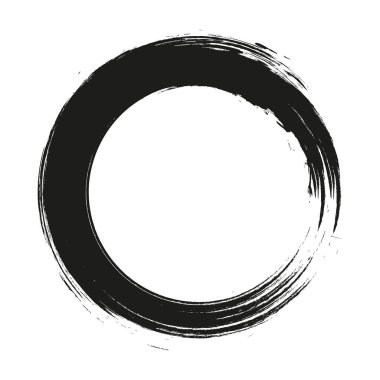 Beyaz arka plan üzerinde boya fırça darbeleri daireler vektör. Mürekkep el boya fırça daire çizilmiş. Logo, etiket tasarım öğesi vektör çizim. Siyah soyut grunge daire. Çerçeve.