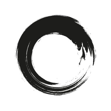 Beyaz arka plan üzerinde boya fırça darbeleri daireler vektör. Mürekkep el boya fırça daire çizilmiş. Logo, etiket tasarım öğesi vektör çizim. Siyah soyut grunge daire. Çerçeve.