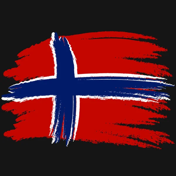 Norges Flagga Pensel Målade Flagga Norge Handritade Stil Illustration Med — Stock vektor