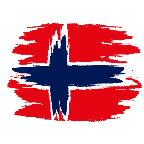 Flagge Norwegens Pinsel Gemalte Flagge Norwegens Handgezeichnete Stilillustration Mit Grunge — Stockvektor