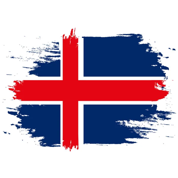 Исландский Флаг Кисть Рисовала Исландский Флаг Ручная Иллюстрация Стиля Эффектом — стоковый вектор