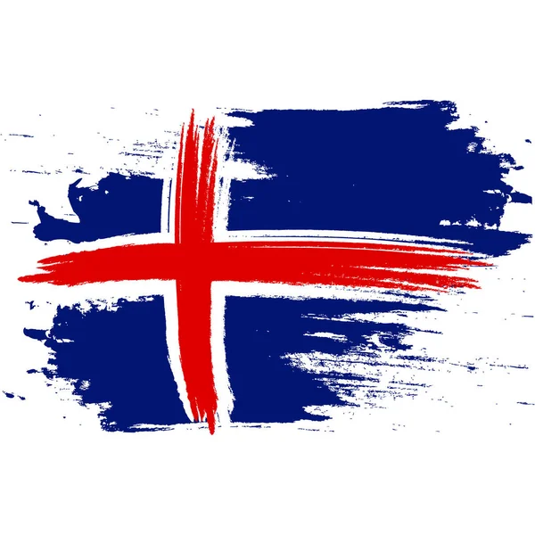 Drapeau Islande Brosse Peint Drapeau Islande Illustration Style Dessinée Main — Image vectorielle