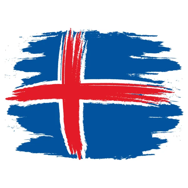 아이슬란드 깃발입니다 아이슬란드 국기를 페인트 브러시입니다 효과와 수채화 손으로 스타일 — 스톡 벡터