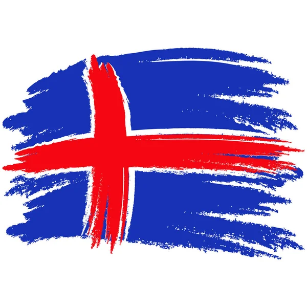 Bandera Islandia Pincel Pintado Bandera Islandia Ilustración Estilo Dibujado Mano — Vector de stock