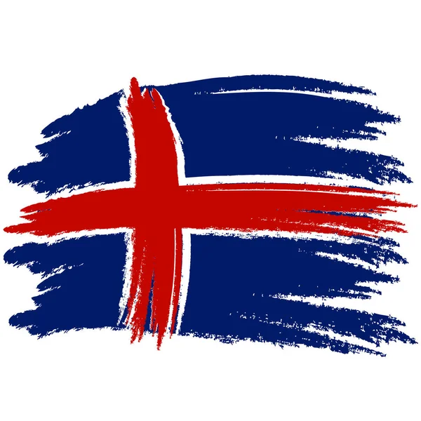 Σημαία Ισλανδία Βούρτσα Βαμμένα Σημαία Ισλανδία Χέρι Που Στυλ Εικονογράφηση — Διανυσματικό Αρχείο
