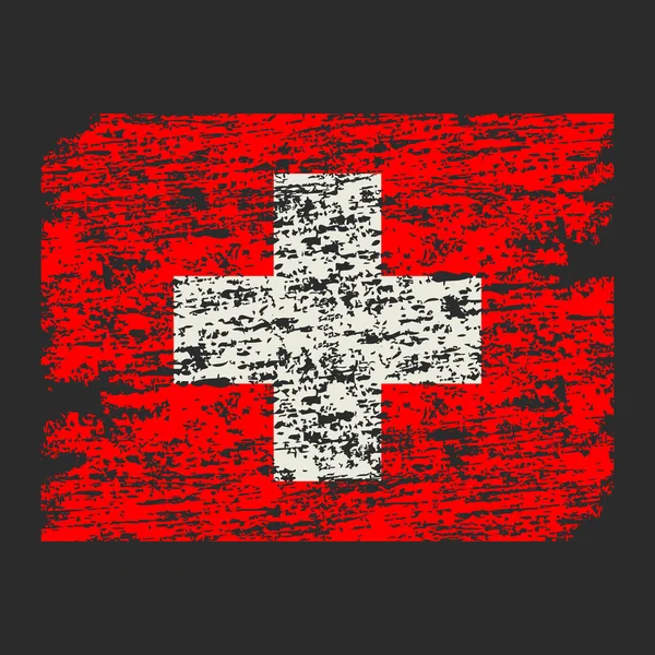 Bandera Suiza Pincel Pintado Bandera Suiza Ilustración Estilo Dibujado Mano — Vector de stock