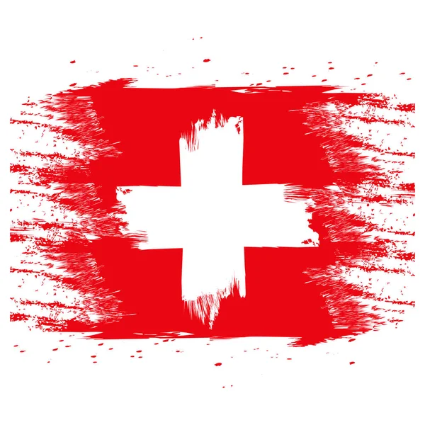 Flag Switzerland Brush Painted Flag Switzerland Hand Drawn Style Illustration — Stock Vector