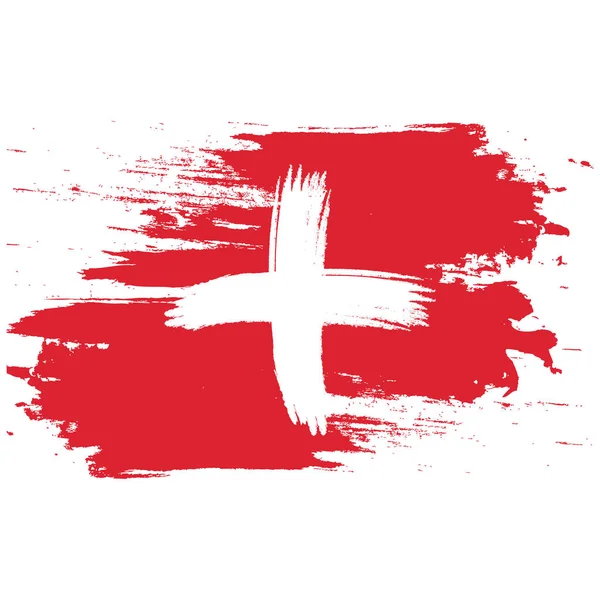 스위스의 국기입니다 스위스의 브러시입니다 효과와 수채화 손으로 스타일 텍스처와 스위스의 — 스톡 벡터