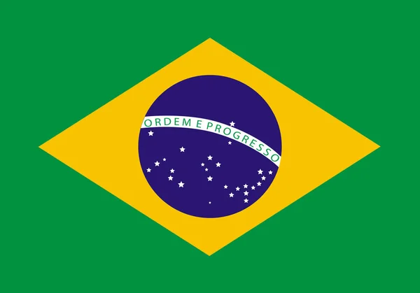 Vlag Van Brazilië Penseel Geschilderd Brazilië Vlag Hand Getrokken Stijl — Stockvector