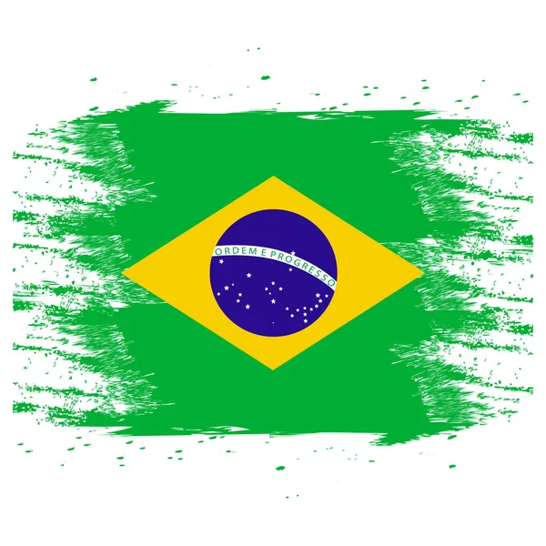 Bandeira Brasil Pincel Pintado Bandeira Brasil Ilustração Estilo Desenhado Mão — Vetor de Stock