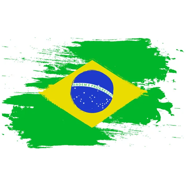 Brezilya bayrağı. Fırça Brezilya bayrağı boyalı. Elle çizilmiş tarzı resimde bir grunge etkisi ve suluboya ile. Brezilya bayrağı ile doku.