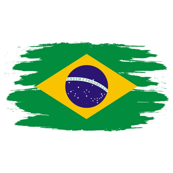Brazil Flag Brush Painted Brazil Flag Hand Drawn Style Illustration — Stock Vector