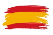 Spanyolország színes ecsetvonásokkal festett ország nemzeti zászló ikonra. Festett textúra.