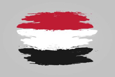 Yemen bayrak. Yemen bayrak el boyalı fırça tarzı resimde bir grunge etkisi ve suluboya ile çizilmiş. Yemen bayrak doku ile. Vektör
