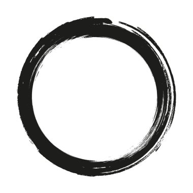 Beyaz arka plan üzerinde boya fırça darbeleri daireler vektör. Mürekkep el boya fırça daire çizilmiş. Logo, etiket tasarım öğesi vektör çizim. Siyah soyut daire.