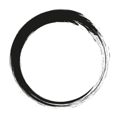 Beyaz arka plan üzerinde boya fırça darbeleri daireler vektör. Mürekkep el boya fırça daire çizilmiş. Logo, etiket tasarım öğesi vektör çizim. Siyah soyut daire.