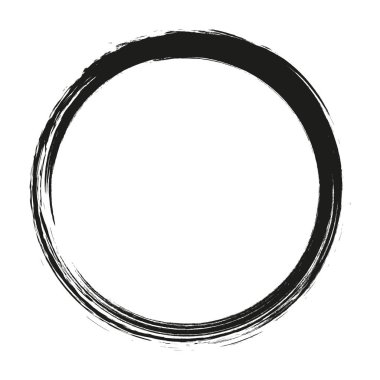 Beyaz arka plan üzerinde boya fırça darbeleri daireler vektör. Mürekkep el boya fırça daire çizilmiş. Logo, etiket tasarım öğesi vektör çizim. Siyah soyut daire.