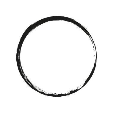 Beyaz arka plan üzerinde boya fırça darbeleri daireler vektör. Mürekkep el boya fırça daire çizilmiş. Logo, etiket tasarım öğesi vektör çizim. Siyah soyut daire.